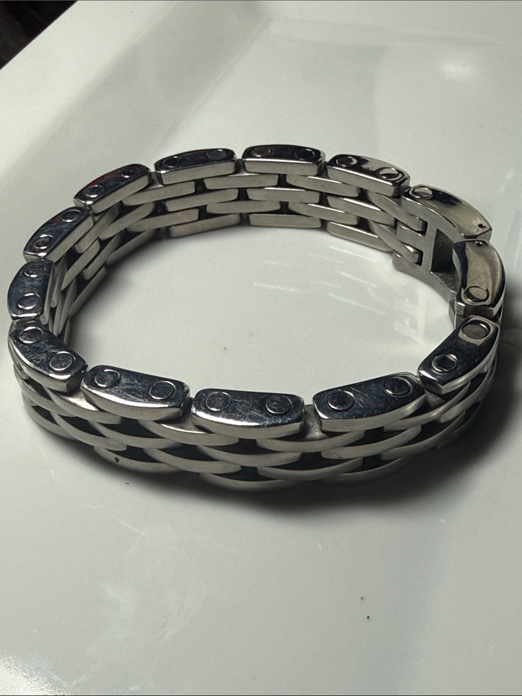 Mens Stainless Steel Link Bracelet Silver